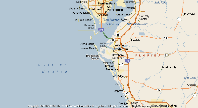 Map of Bradenton Beach